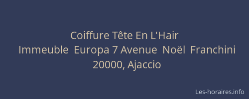 Coiffure Tête En L'Hair