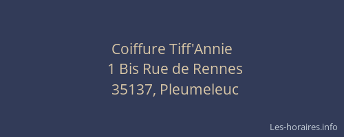Coiffure Tiff'Annie