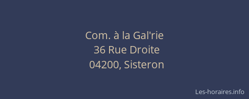 Com. à la Gal'rie