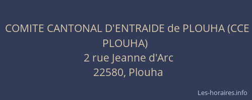 COMITE CANTONAL D'ENTRAIDE de PLOUHA (CCE PLOUHA)
