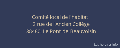 Comit&eacute; local de l'habitat