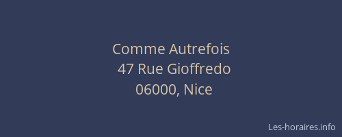 Comme Autrefois
