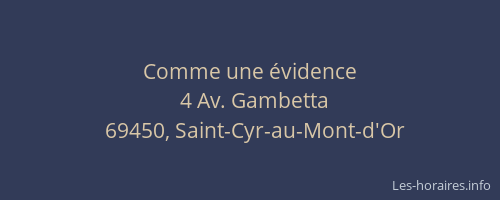 Comme une évidence