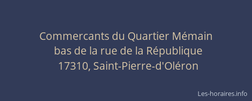 Commercants du Quartier M&eacute;main