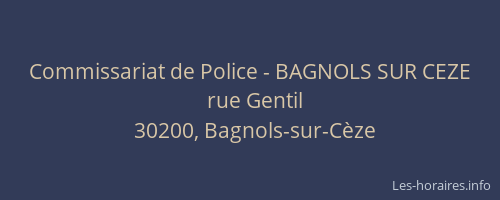 Commissariat de Police - BAGNOLS SUR CEZE