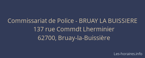 Commissariat de Police - BRUAY LA BUISSIERE
