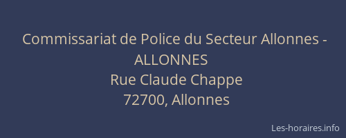 Commissariat de Police du Secteur Allonnes - ALLONNES