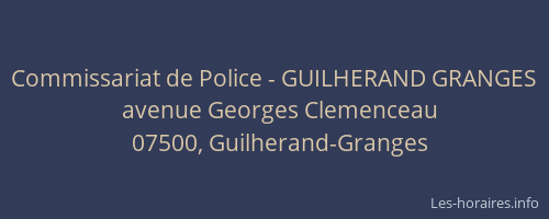 Commissariat de Police - GUILHERAND GRANGES
