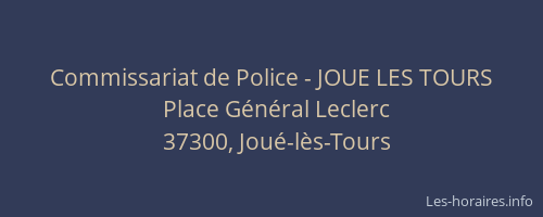 Commissariat de Police - JOUE LES TOURS
