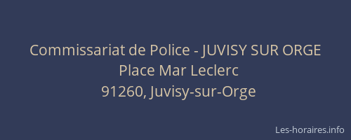 Commissariat de Police - JUVISY SUR ORGE