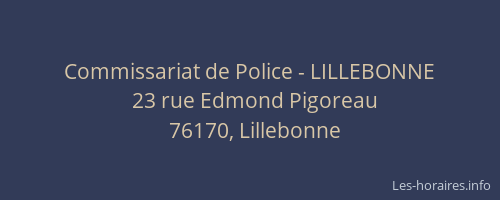 Commissariat de Police - LILLEBONNE