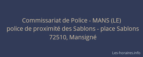 Commissariat de Police - MANS (LE)