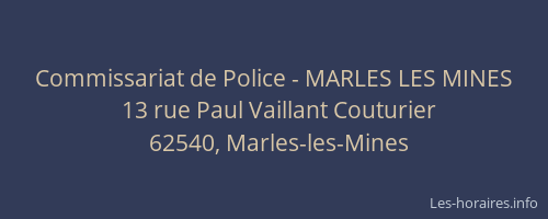 Commissariat de Police - MARLES LES MINES