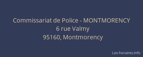 Commissariat de Police - MONTMORENCY