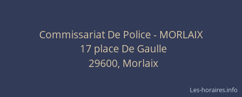 Commissariat De Police - MORLAIX