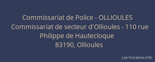 Commissariat de Police - OLLIOULES