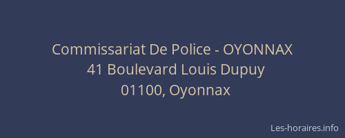 Commissariat De Police - OYONNAX