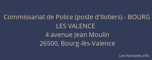 Commissariat de Police (poste d'Ilotiers) - BOURG LES VALENCE