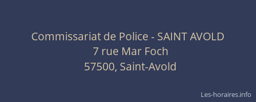 Commissariat de Police - SAINT AVOLD