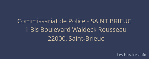 Commissariat de Police - SAINT BRIEUC