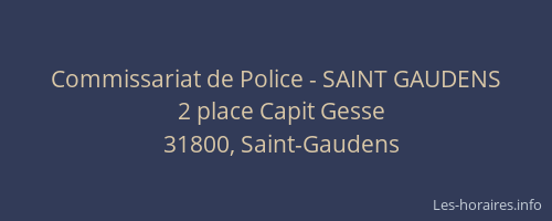 Commissariat de Police - SAINT GAUDENS