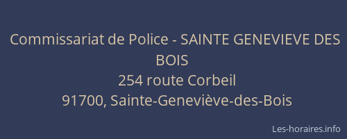Commissariat de Police - SAINTE GENEVIEVE DES BOIS