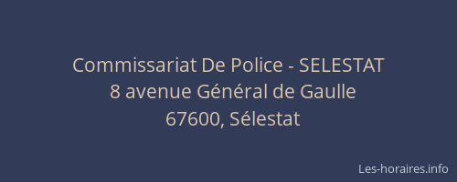 Commissariat De Police - SELESTAT