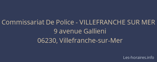 Commissariat De Police - VILLEFRANCHE SUR MER