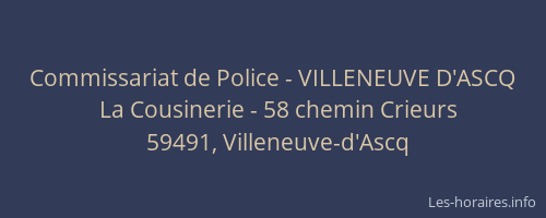 Commissariat de Police - VILLENEUVE D'ASCQ
