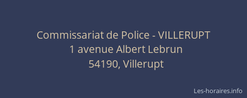 Commissariat de Police - VILLERUPT