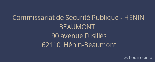 Commissariat de Sécurité Publique - HENIN BEAUMONT