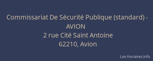 Commissariat De S&eacute;curit&eacute; Publique (standard) - AVION
