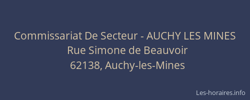 Commissariat De Secteur - AUCHY LES MINES