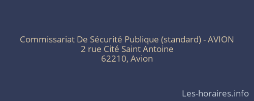 Commissariat De Sécurité Publique (standard) - AVION