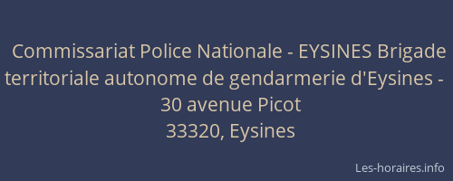 Commissariat Police Nationale - EYSINES Brigade territoriale autonome de gendarmerie d'Eysines -