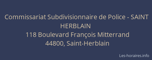 Commissariat Subdivisionnaire de Police - SAINT HERBLAIN