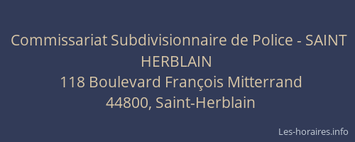 Commissariat Subdivisionnaire de Police - SAINT HERBLAIN