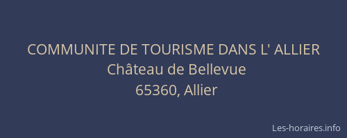 COMMUNITE DE TOURISME DANS L' ALLIER