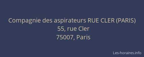 Compagnie des aspirateurs RUE CLER (PARIS)