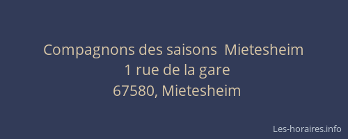 Compagnons des saisons  Mietesheim