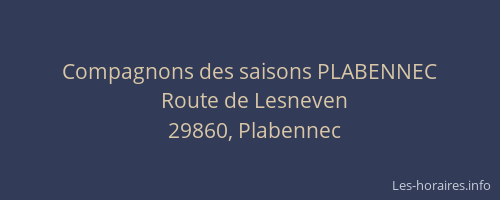 Compagnons des saisons PLABENNEC