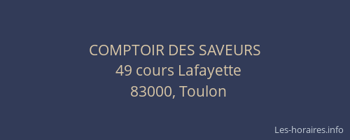 COMPTOIR DES SAVEURS
