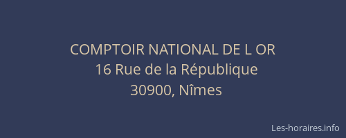 COMPTOIR NATIONAL DE L OR