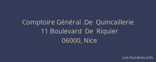 Comptoire Général .De  Quincaillerie