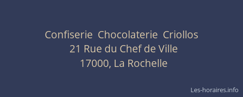 Confiserie  Chocolaterie  Criollos