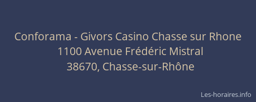 Conforama - Givors Casino Chasse sur Rhone