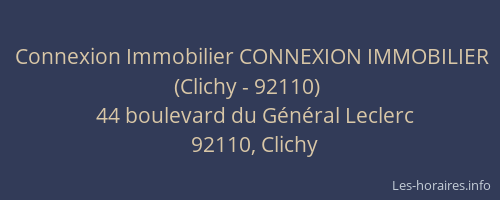 Connexion Immobilier CONNEXION IMMOBILIER (Clichy - 92110)