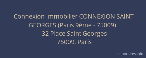 Connexion Immobilier CONNEXION SAINT GEORGES (Paris 9ème - 75009)
