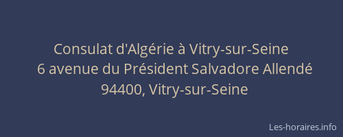Consulat d'Alg&eacute;rie &agrave; Vitry-sur-Seine
