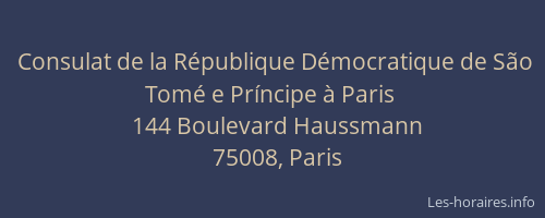 Consulat de la République Démocratique de São Tomé e Príncipe à Paris